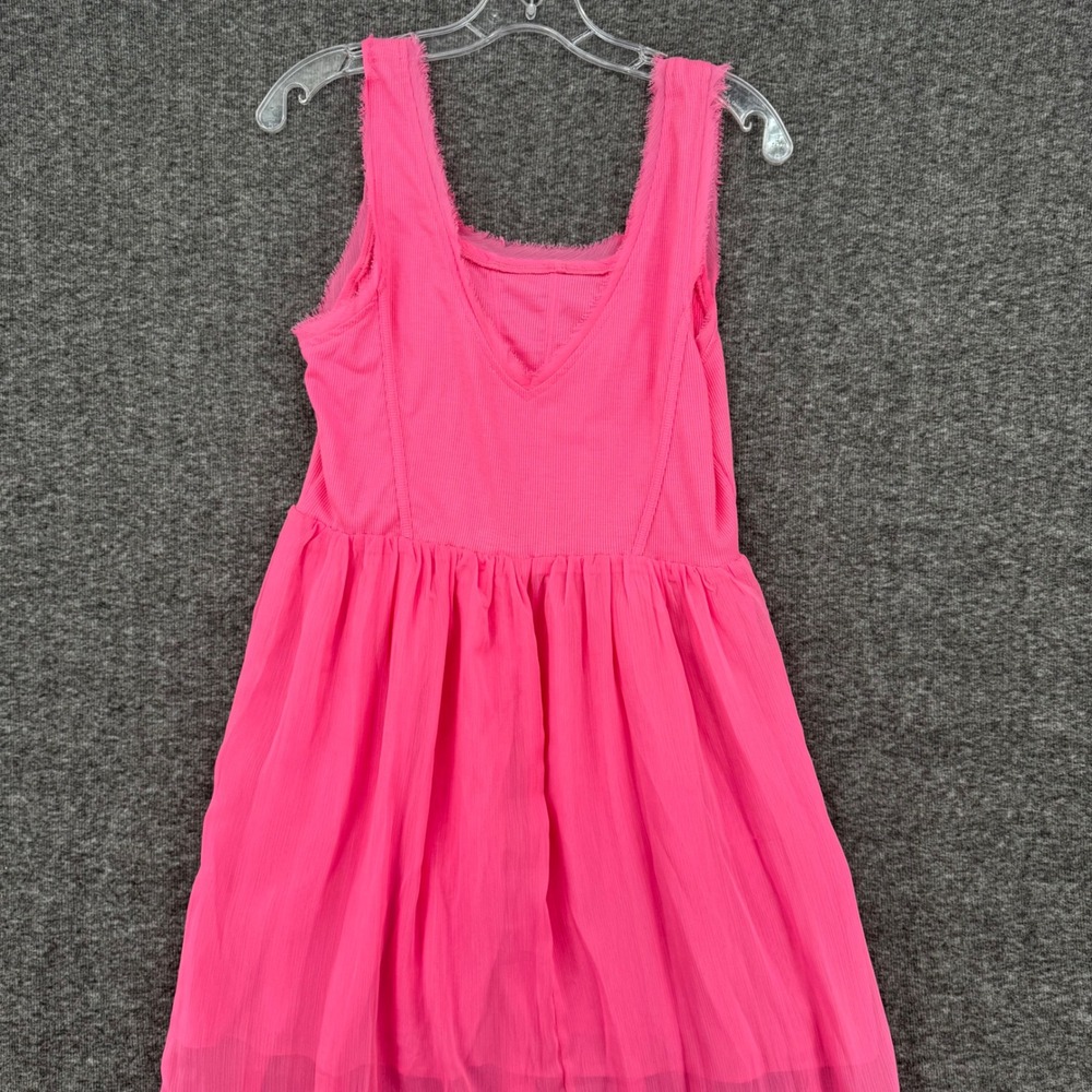 Promesa Pink Corset Maxi Dress Spring Ribbed Bodice Chiffon Slit Barbiecore - Picture 7 of 11